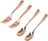 48Pcs Party Disposable Plastic Mini Forks and Spoons Set, Polished Gold Cutlery for Small Appetizers and Desserts