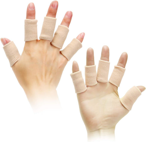 20 Pieces Elastic Finger Compression Sleeves for Arthritis Pain Relief, Trigger Finger, Sport (Beige Thumb Splint Brace)