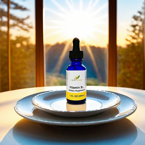 Liquid Vitamin B1 Drops, Daily Thiamine Supplement for Digestion, Nervous System, Heart Health, 1 fl. oz.