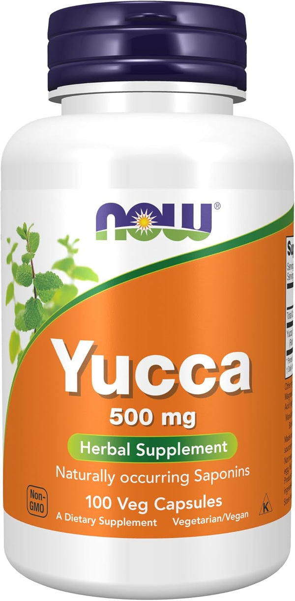 NOW Supplements Yucca 500mg - 100 Capsules Herbal Supplement, 4:1 Concentrate