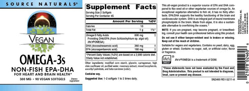 Source Naturals Vegan Omega 3s Epa-Dha, 300mg - 90 Softgels