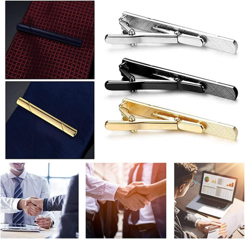 Minimalist Metal Tie Clips for Men, Simple Tie Clip Bar Pinch Clasp for Business Wedding Party Formal Occasions, Gold