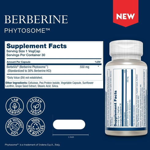 SOLARAY Berberine Phytosome, 9X Absorption, Vegan, 30 Servings, 60-Day Guarantee