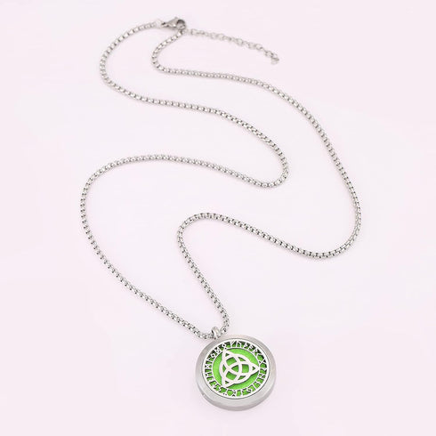 Triangle Viking Celtic Knot Essential Oil Diffuser Necklace - Stainless Steel Locket- Best for Aromatherapy-Perfume