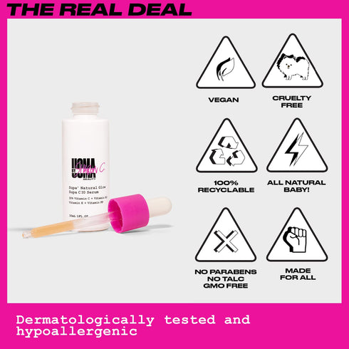 UOMA Vitamin C Serum by Sharon C., Natural Glow (C20) with Hyaluronic Acid, Niacinamide, and Vitamin E, 30ml