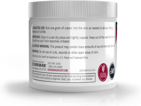 Kirkman Epsom Salt Cream, 4oz Cream, Gluten Free, Casein Free
