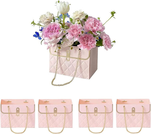 Wazoci 4pcs Paper Flower Bags for Bouquets, Flower Boxes for Arrangements, Paper Flower