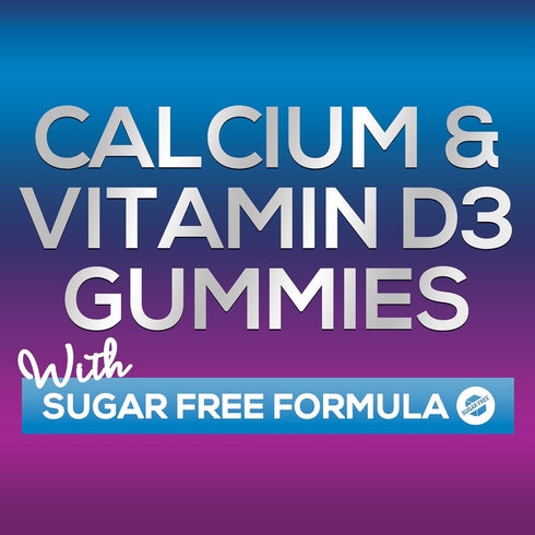 Sugar Free Calcium Gummy Bites Plus 400 IU Vitamin D3, 60 Gummies, Bone Health & Immune Support, Non-GMO, Berry Flavor