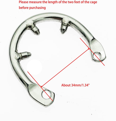 HYSHGJY (34mm Stainless Steel Anti-off spike ring for Male Cock Cage Metal Chastity Devices Accessories Hole spacing)