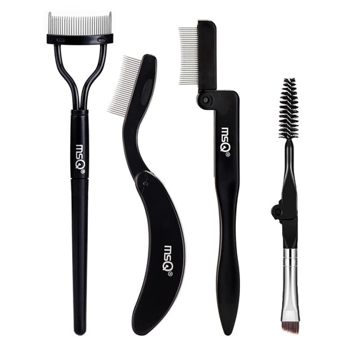 MSQ Eyebrow Brush and Comb, Folding Eyelash Brush, Eye Brow Comb & Spoolie Brush, Professional Makeup Tools Set