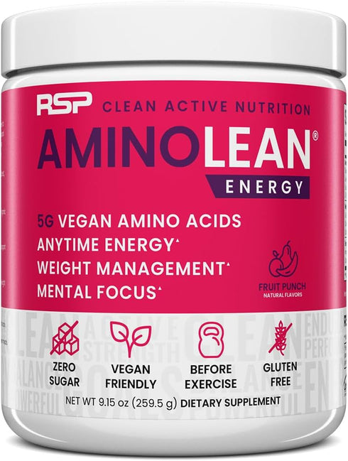 RSP NUTRITION AminoLean Pre Workout Powder, Amino Energy & Weight Management, 30 Serv