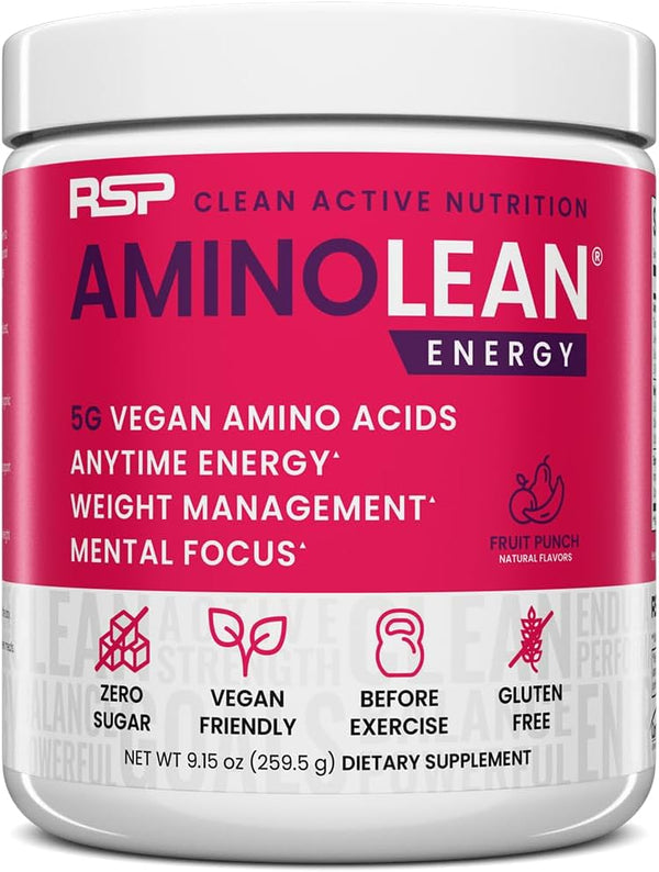 RSP NUTRITION AminoLean Pre Workout Powder, Amino Energy & Weight Management, 30 Serv