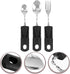 Beavorty Adaptive Utensils, 3pcs Curved Spoon Fork Set with Non-Handles for Elderly with Hand Tremors