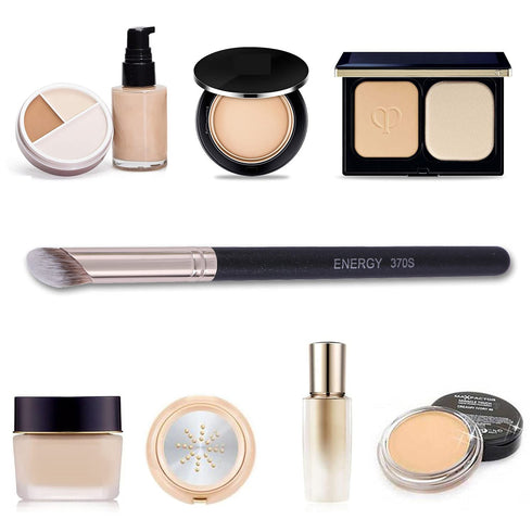 ENERGY Angled Flat Concealer Brush for Under Eye, Nose Contour, Liquid Foundation, Cream, and Press Powder Blending
