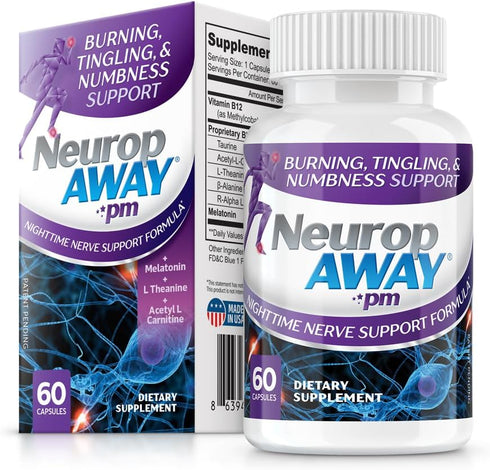 NeuropAWAY Nerve Support PM, 60 Capsules with R-Alpha Lipoic Acid for Nerve Relief