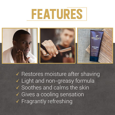 Woody's Shave Relief Balm, Soothing Aftershave for Men, Hydrating Men's After Shave Balm, 6 oz