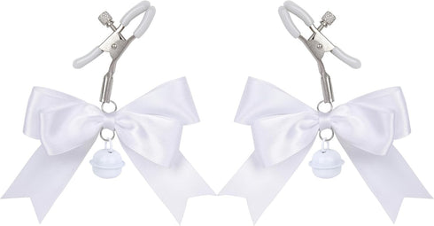 Kysin Chiys 2Pcs Body Jewelry Non Piercing Adjustable Clamps Stainless Steel Bow Nipple Clips