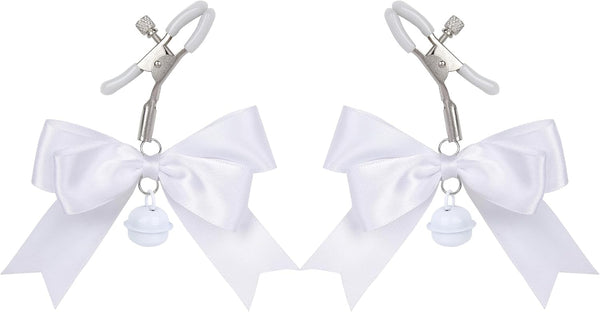 Kysin Chiys 2Pcs Body Jewelry Non Piercing Adjustable Clamps Stainless Steel Bow Nipple Clips