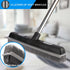 Pet Hair Rubber Broom with Carpet Rake and Squeegee, 2 in 1 Floor Brush, 58 Inch Adjustable Handle, Black