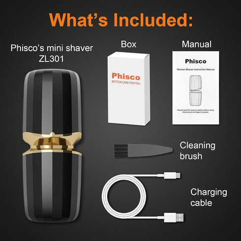 Phisco Women's Electric Shaver, Waterproof & USB-C Rechargeable for Smooth Body Hair Removal