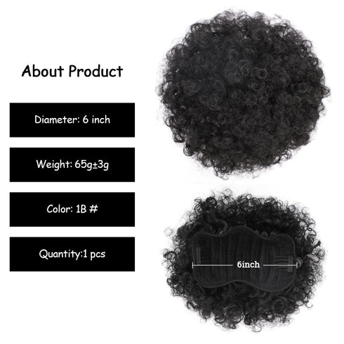 Yinmei Baibian Afro Puff Drawstring Ponytail, Kinky Curly Bun Hair Extensions for Black Women Girls (1B)