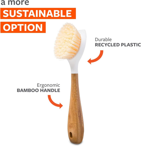Set 2-Pack Full Circle Double Dish Brush Durable Scrub Brushes for Dishes, Pots, Pans, and Cast Iron, Includes Be Good