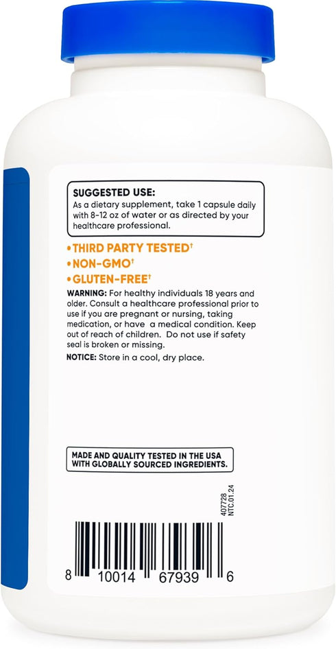Nutricost L-Tyrosine 500mg, 180 Capsules, Gluten Free & Non-GMO
