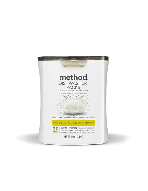 Method Dishwasher Detergent Packs, Lemon Mint, 30 Count