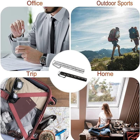 Tvoip 7 Portable Pill Case Keychain Waterproof Days Pill Holder Travel Pill Container Portable Medicine Keychain Daily