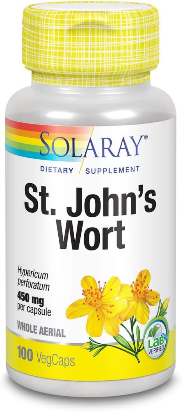 SOLARAY St. John's Wort Aerial, 450mg, Herbal Support for Mood and Sleep, 100% Vegan