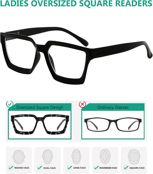 Eyekepper 4 Pack Reading Glasses for Women - Oversize Frame Ladies Readers