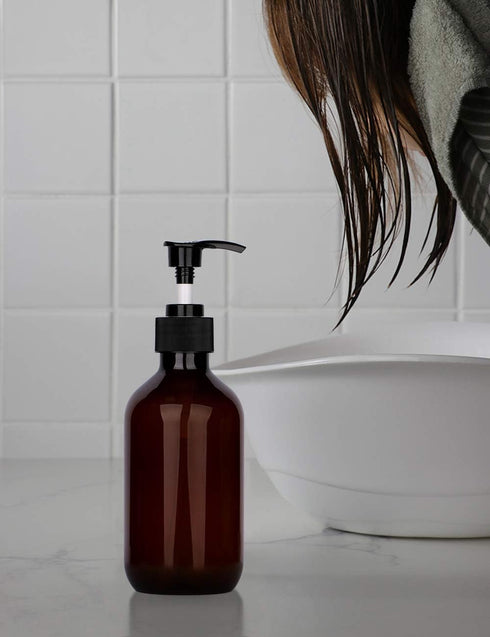 Yebeauty Plastic Soap Dispenser, 10oz/300ml Empty Refillable Lotion Pump Dispenser, 2-Pack Brown