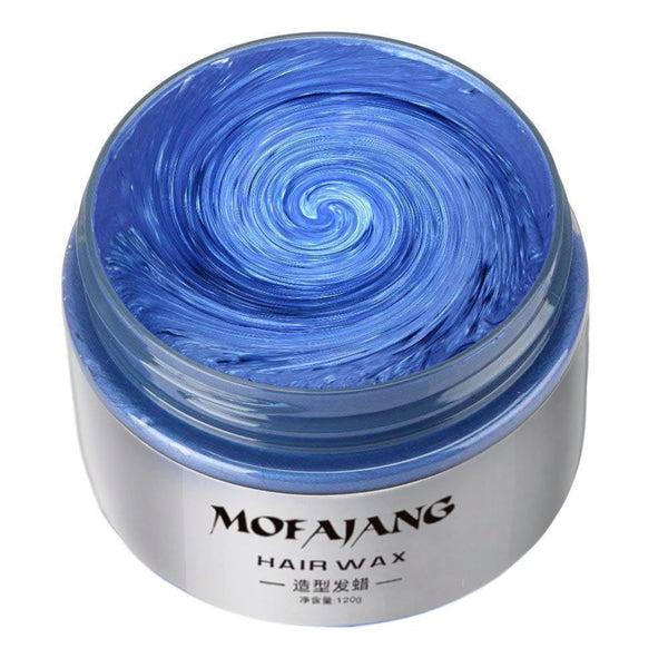 MOFAJANG Unisex Hair Wax Color Dye Styling Cream, Washable Temporary Pomade for Natural Hairstyle, Party Cosplay (Blue)