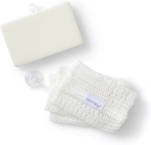 Esembly GoTwo Sudser Set, Dishwashing Kitchen Scrubber and Cleaning Sponge, Long Lasting Silicone Base with Compostable