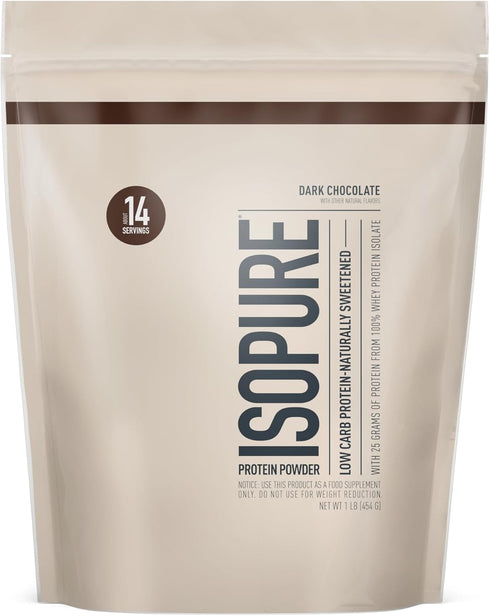 Isopure Protein Powder, Whey Protein Isolate, 25g Protein, Low Carb & Keto Friendly, Chocolate Flavor, 1 Pound