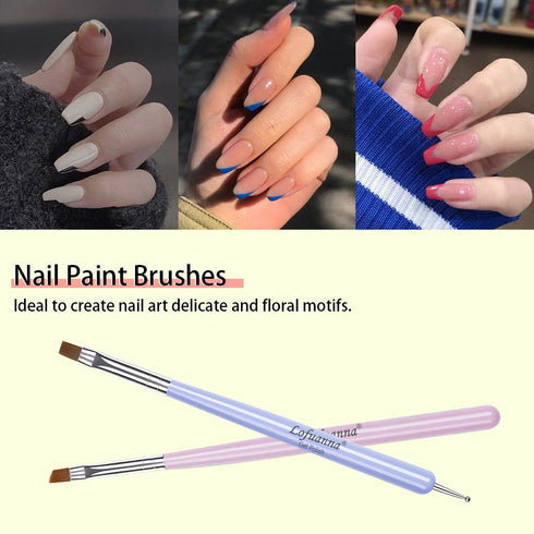 Nail Art Brushes Set, Lofuanna 6Pcs Design Tools with Poly Extension Gel Brush and Dotting Pen