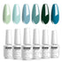Vishine Gel Nail Polish Gift Set - Teal Blue Olive Green Soak Off UV LED Art Varnish for Home Salon