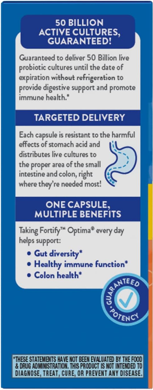 Nature's Way Fortify Optima Daily Probiotic, 30 Vegan Capsules for Digestive & Immune Health