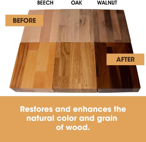 Furniture Clinic Danish Oil 8.5oz/250ml - Wood Care for Interior & Exterior, Non-Toxic Natural Satin Finish
