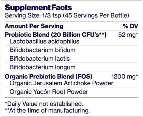 Friendlier Flora Vanilla - 20 Billion CFUs of 4 Probiotic Strains, Daily Supplement, Non-GMO, 2 Ounce