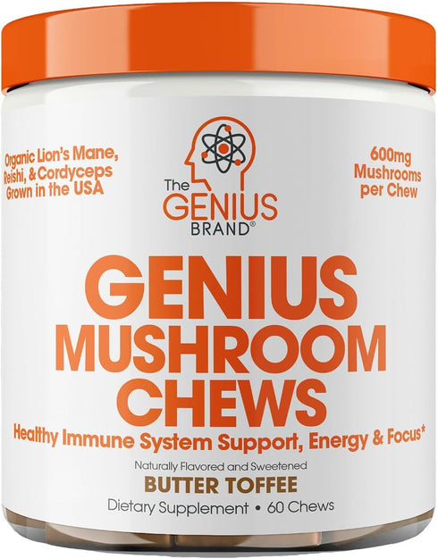 The Genius Brand Genius Mushroom - Plant-Based Supplement for Immune, Focus &