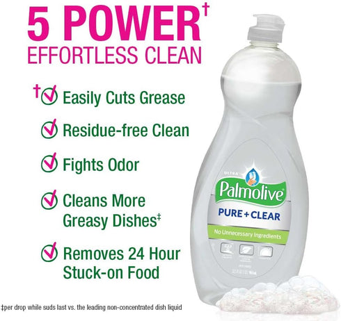 Palmolive Ultra Liquid Dish Soap, Pure and Clear, 4 Count
