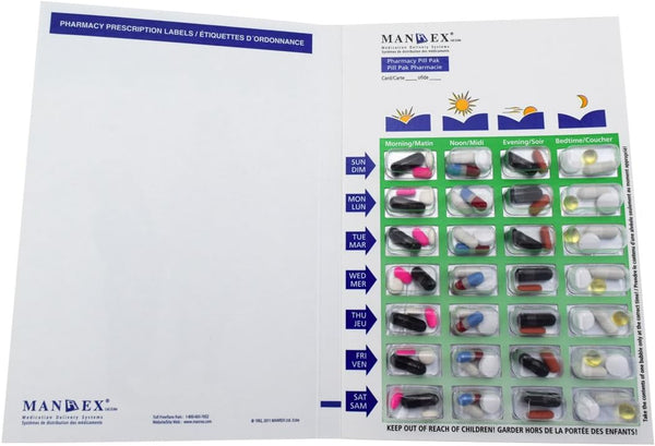 Pill Pak Tri-fold - Weekly Four Times a Day Blister Pack -