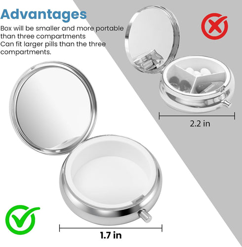 HCYPCV Mini Pill Box, Small Pill Box, Cute Pill Organizer for Vitamins, Medications, Fish Oil and Supplements (Black
