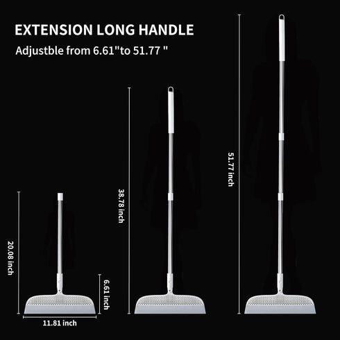 Magic Broom Floor Squeegee Pet Hair Remover, 51.77" Long Handle Silicone Squeegee for Carpet and Liquid Spills