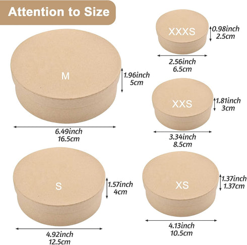 WANDIC 5 Pcs Kraft Paper Nested Boxes, Assorted Size Round Mini Gift Boxes with Lids for Wedding Birthday Jewelry