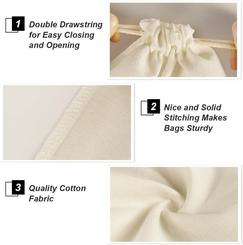 HRX Package 20pcs Muslin Bags 8x10 inches, Cotton Drawstring Bag Fabric Gift Pouches for Jewelry Party Favors Wrapping