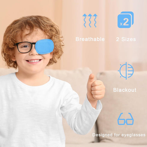 12PCS Medical Eye Patches for Adults Kids, Treat Lazy Eye Amblyopia Strabismus Patch, Glasses, 2 Size
