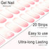 Semi Cured Gel Nail Strips - 20pcs Gel Nail Polish Stickers, Pink Full Wrap Gel Nail Art Stickers with Nail File &