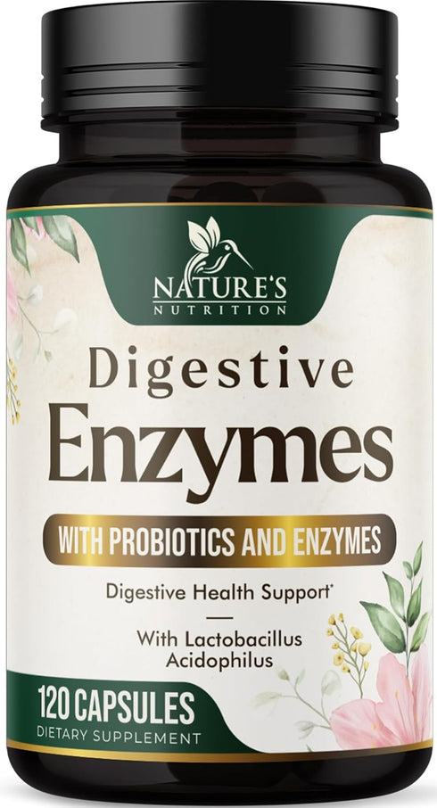 Digestive Enzymes with Probiotics - 120 Capsules | Probiotic Multi Enzymes for Digestive Health & Bloating Relief